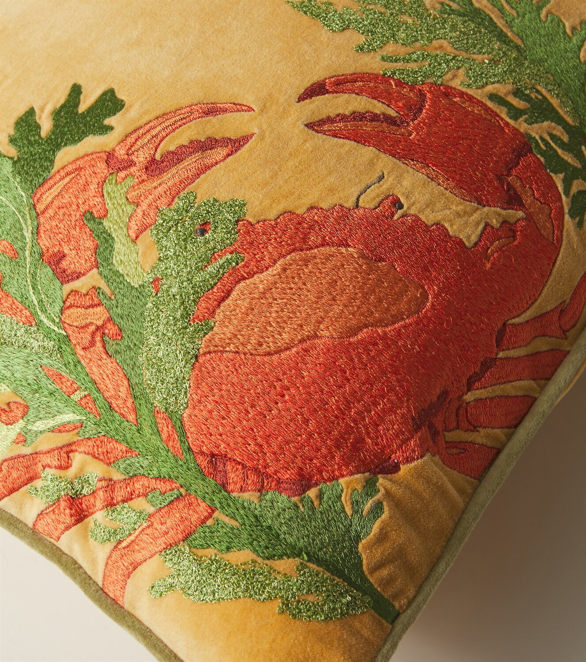 Les-Ottomans Embroidered cotton velvet cushion