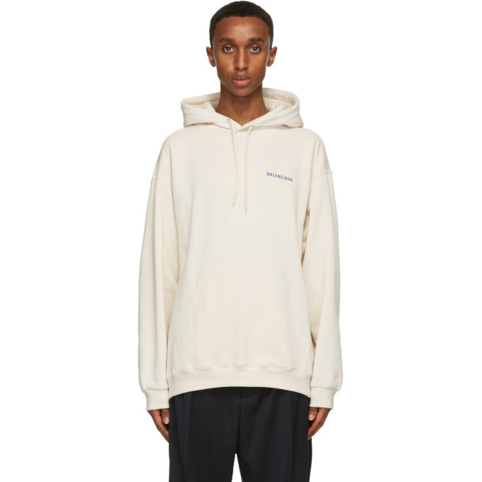 Photo: Balenciaga Off-White Logo Medium Fit Hoodie