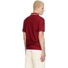 Burberry Red Check Trim Cotton Polo