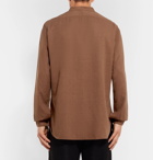 Camoshita - Grandad-Collar Cotton-Blend Shirt - Men - Brown
