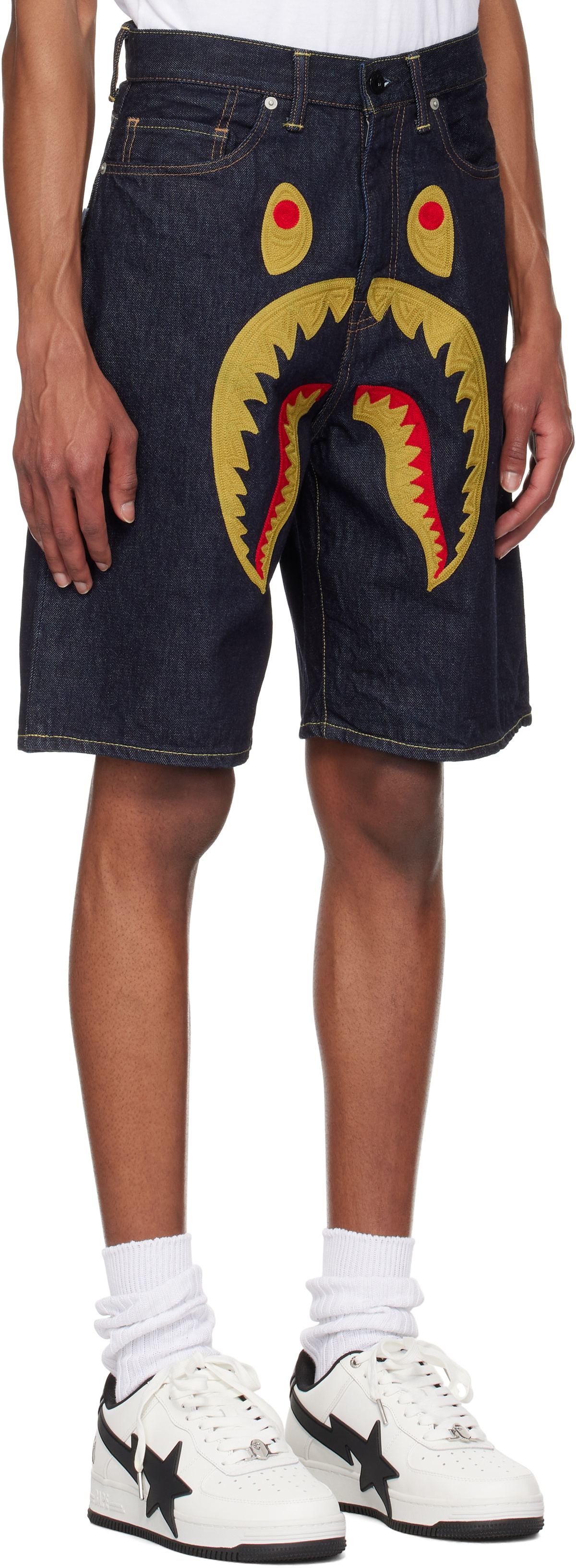 Bape denim shorts best sale