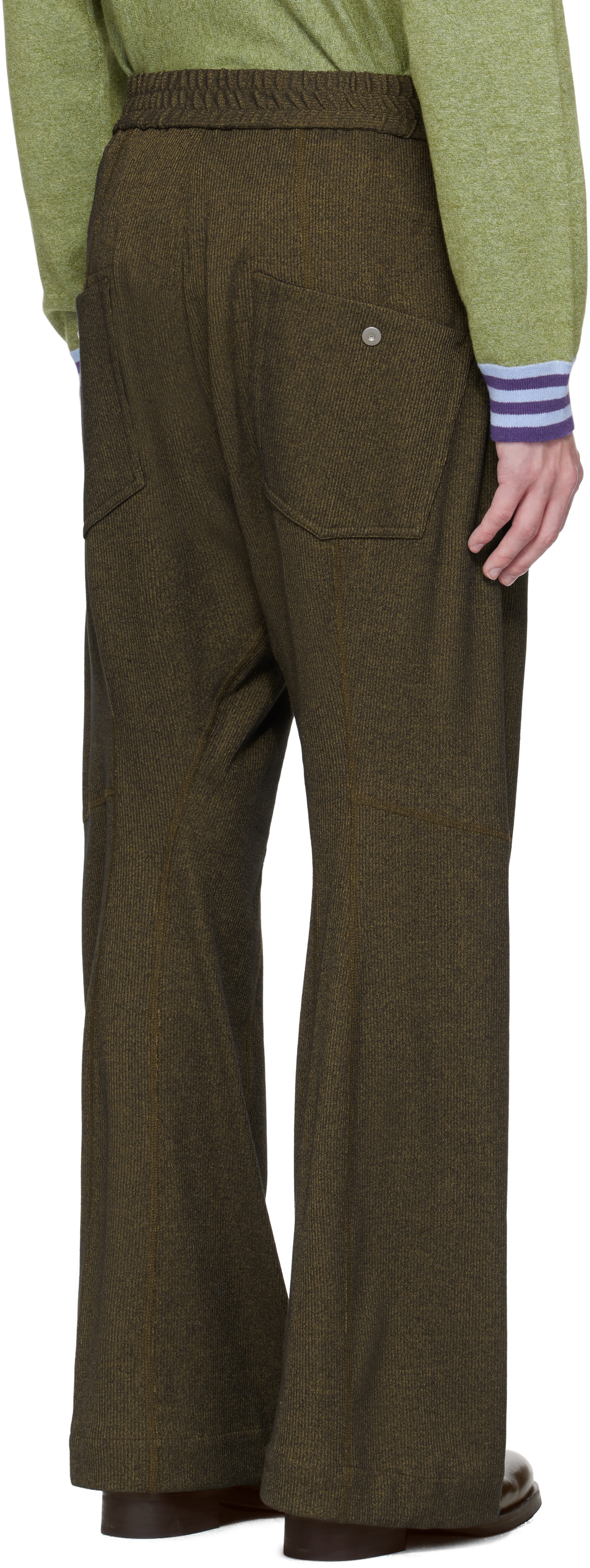 Omar Afridi Khaki Knee Darted Flare Sweatpants