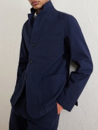 Hartford - Julian Textured Cotton Blazer - Blue