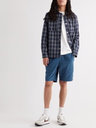 Folk - Assembly Straight-Leg Checked Cotton-Corduroy Shorts - Blue