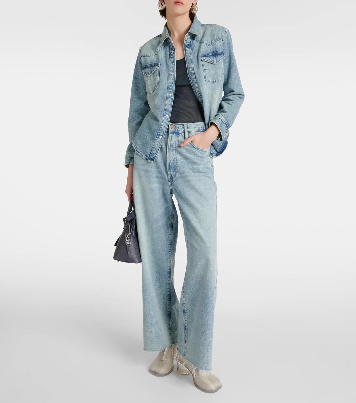 【送料&関税込】Frame Le Low Baggy Wide-leg Jeans FRAME Women's Le Low Baggy Wide Leg Cut Off Jeans, Crosbie