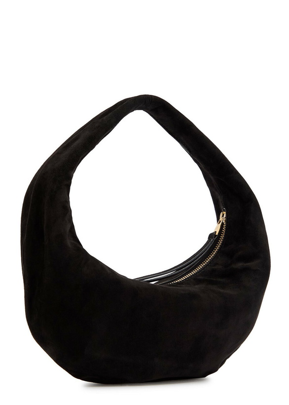 Photo: Khaite Olivia Mini Suede Hobo top Handle bag - Black - One Size