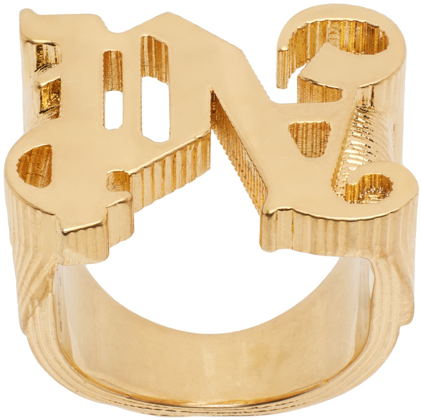 Palm Angels Gold 'PA' Monogram Ring