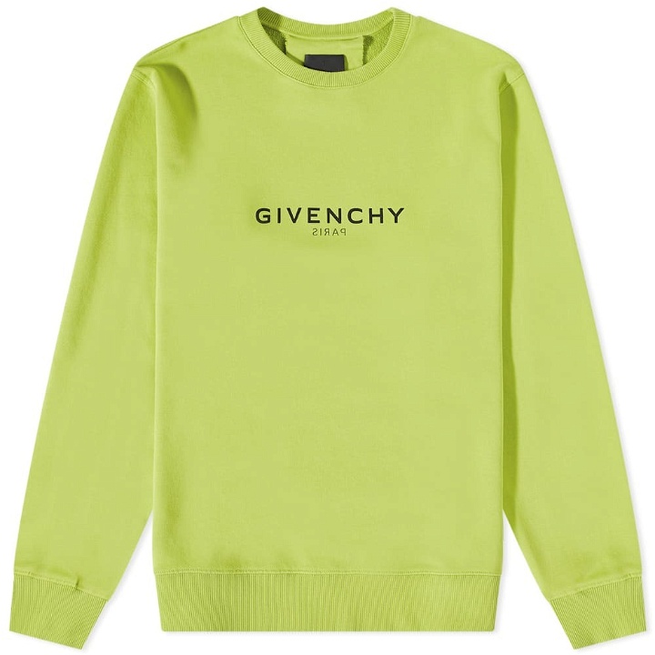Photo: Givenchy Men's Reverse Print Classic Crew Sweat in Citrus Green