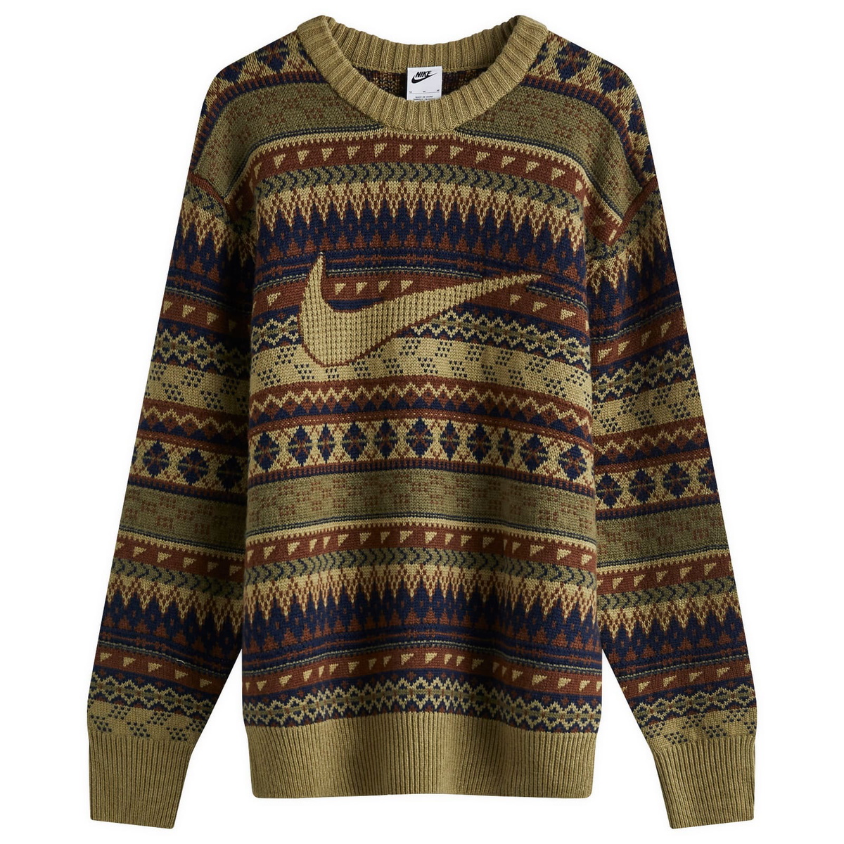 Nike Men's Apparel Life Fair Isle Sweater in Brown/Sail Nike Men's Apparel Life Fair Isle Sweater in Brown/Sail