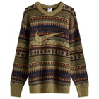 Nike Men's Apparel Life Fair Isle Sweater in Neutral Olive