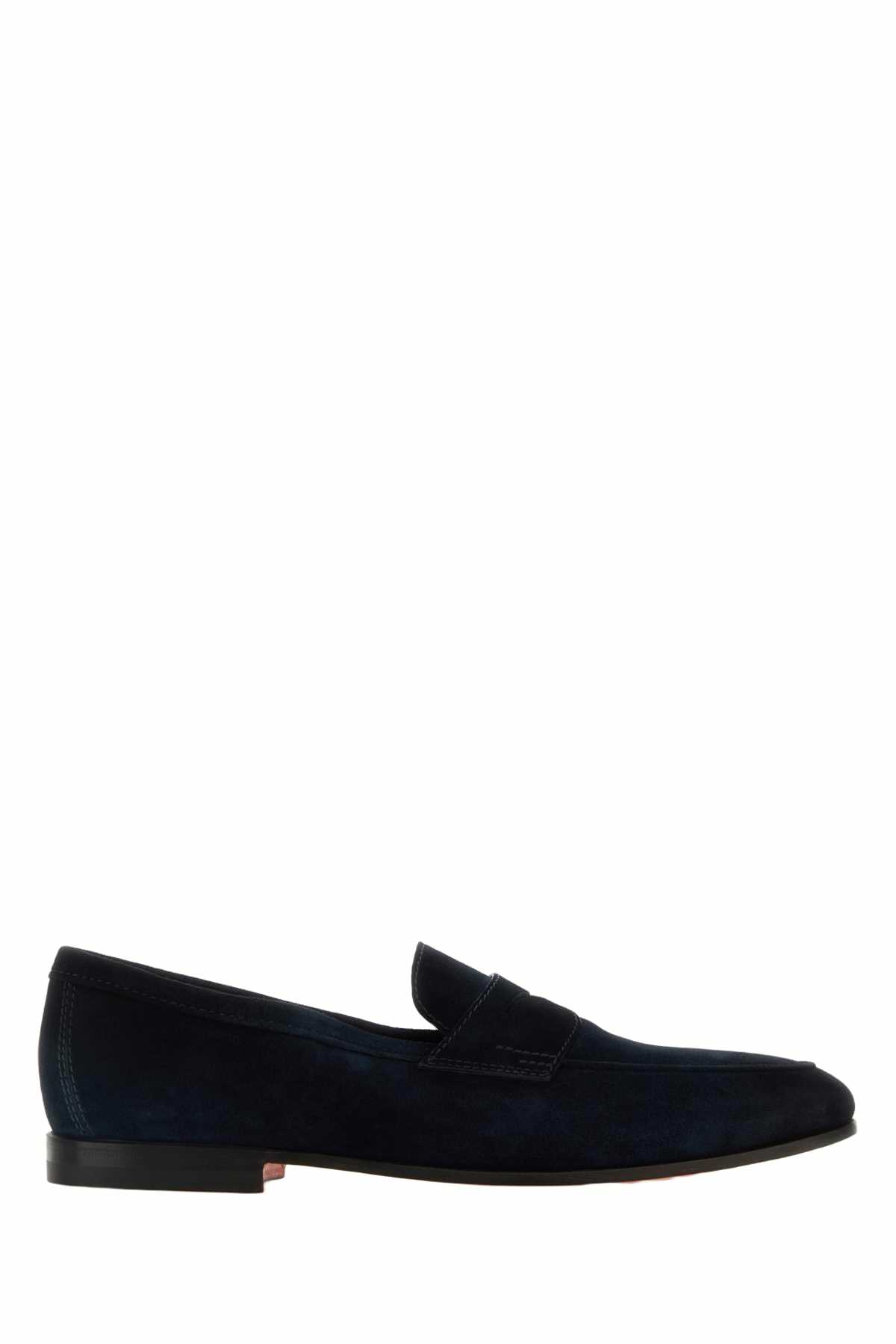Santoni Navy Blue Suede Carlos Loafers