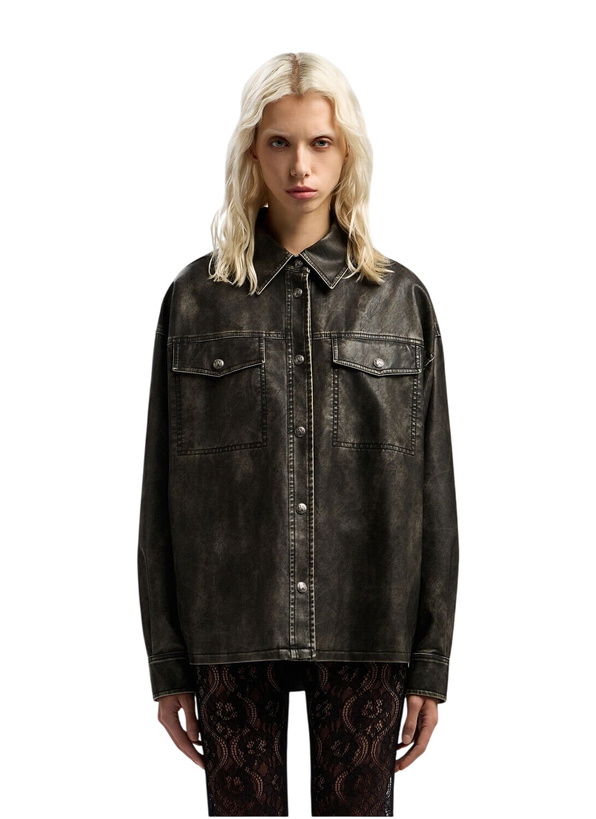 Photo: Palm Angels Curved Logo Coated Overshirt