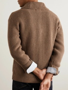 Polo Ralph Lauren - Shawl-Collar Ribbed Wool and Cashmere-Blend Cardigan - Brown