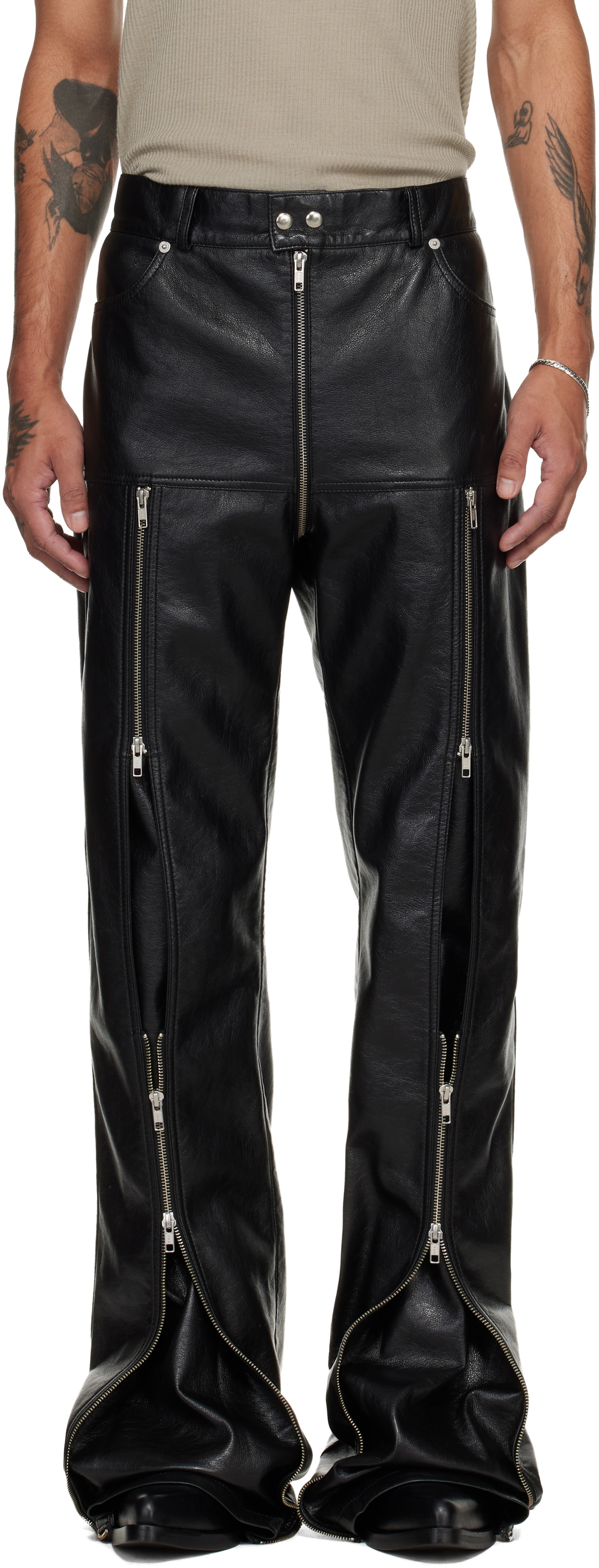 LU'U DAN Black Zipped Riot 5-Pocket Faux-Leather Pants