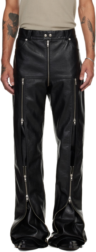 Photo: LU'U DAN Black Zipped Riot 5-Pocket Faux-Leather Pants