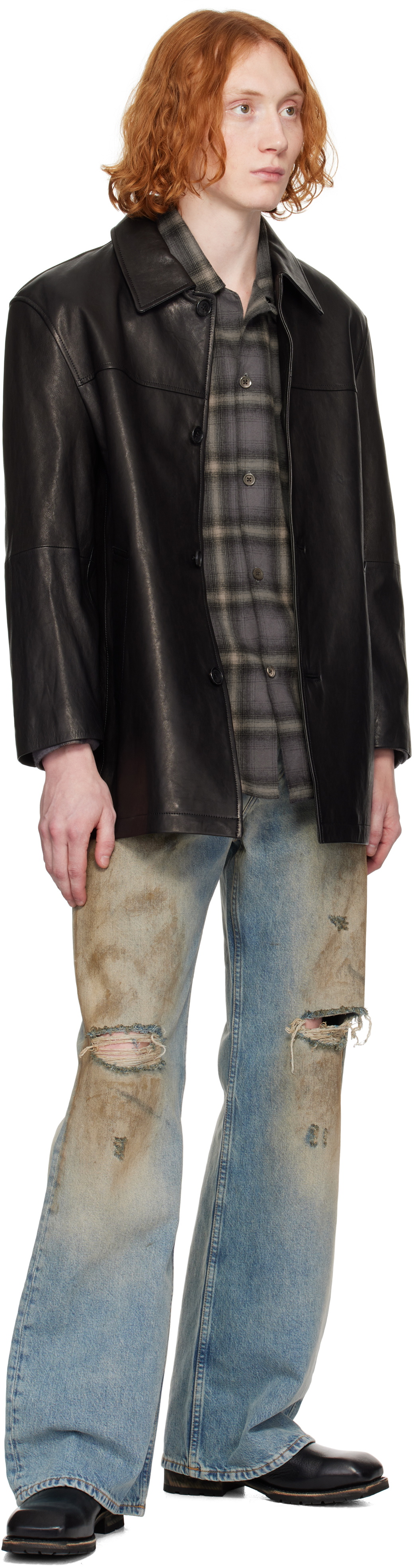 Dunst Black Half Leather Jacket