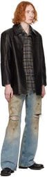 Dunst Black Half Leather Jacket