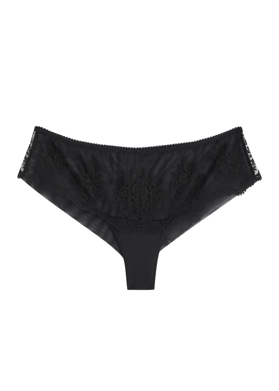 Simone PÉRÈLE Intrigue Embroidered Tulle Briefs Black