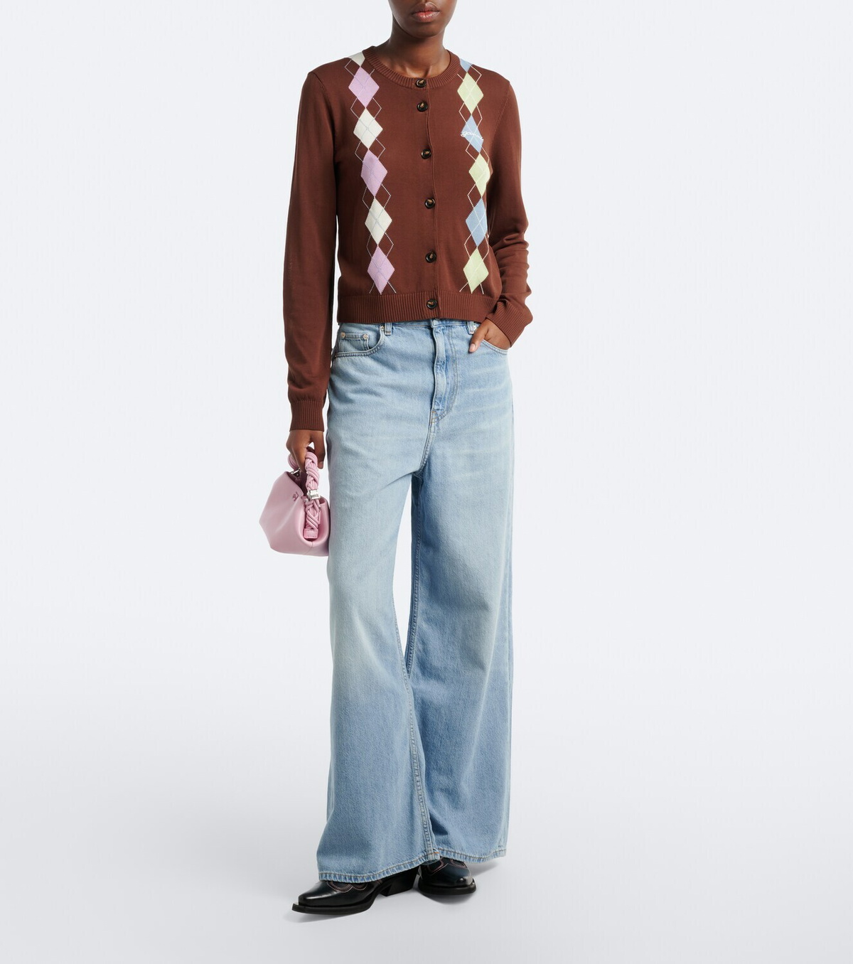 Ganni Argyle cotton cardigan