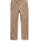 Valentino - Slim-Fit Stripe-Trimmed Cotton-Blend Trousers - Men - Beige