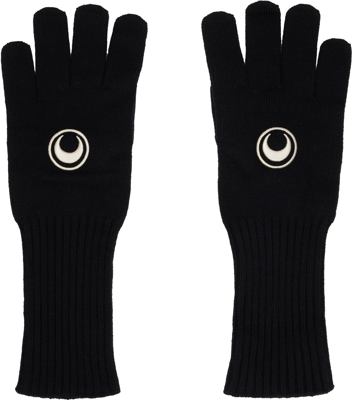 Marine Serre Black Merino Wool Knit Gloves