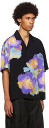 Awake NY Black Watercolor Flower Short Sleeve Shirt