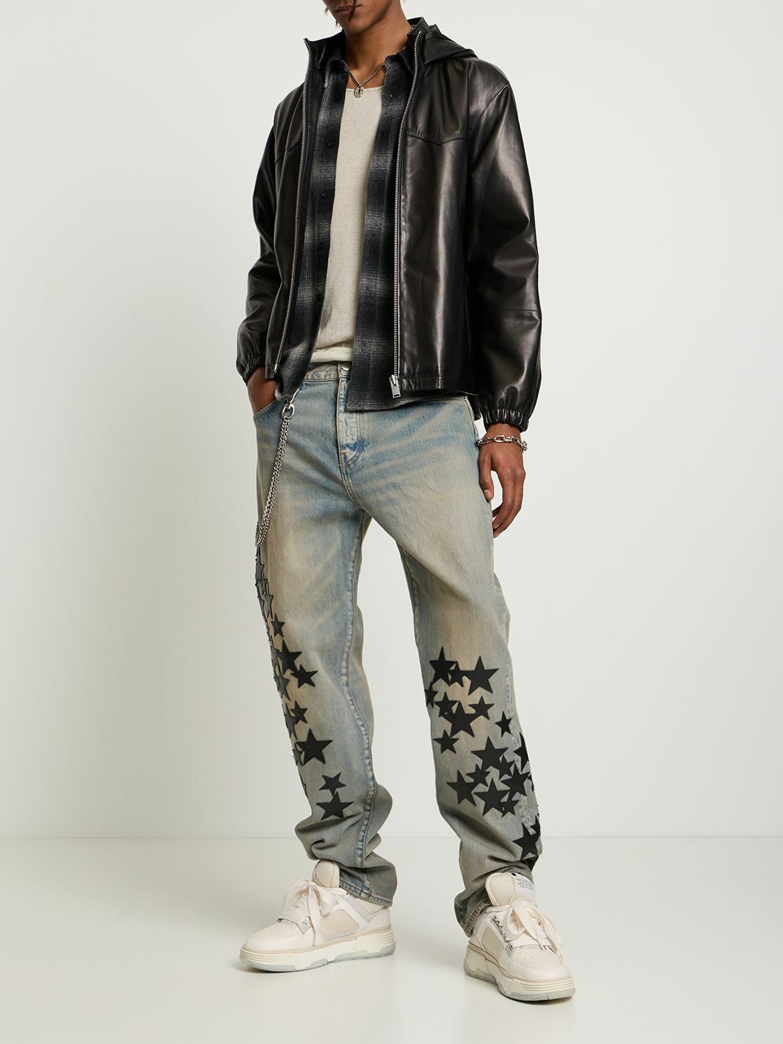 AMIRI - Leather Star Straight Jeans Amiri