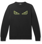 Fendi - Appliquéd Cotton-Blend Tech-Jersey Sweatshirt - Black