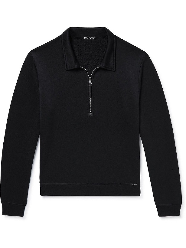 Photo: TOM FORD - Slim-Fit Jersey Half-Zip Sweatshirt - Black