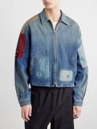 KAPITAL - Distressed Patchwork Denim Jacket - Blue