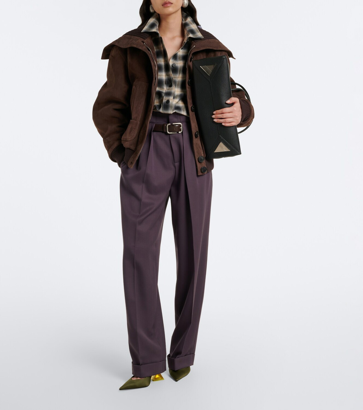 The Attico Oversized suede bomber jacket