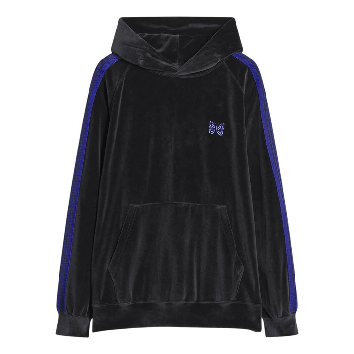 Photo: Needles Men's Velour Track Hoodie in Charcoal
