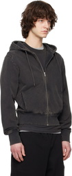 Entire Studios Black Slim Zip Up Hoodie