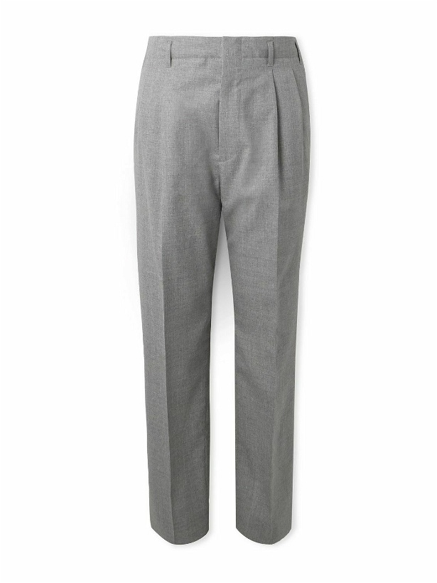 Photo: Brunello Cucinelli - Tapered Pleated Wool Trousers - Gray