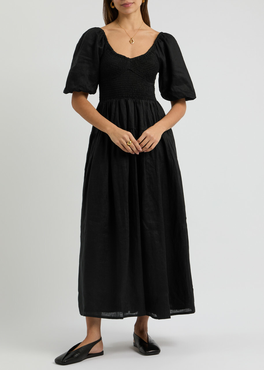knee length dresses for ladies FAITHFULL THE BRAND BLACK KNIT MAXI DRESS US 4 UK 8