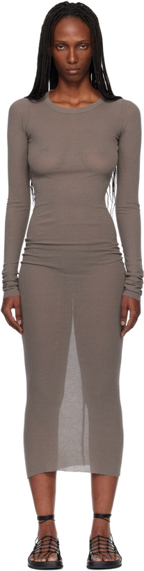 Photo: Rick Owens Gray Temple Rib LS Midi Dress