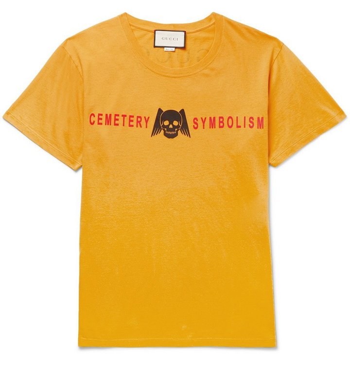 Photo: Gucci - Printed Cotton-Jersey T-Shirt - Men - Yellow