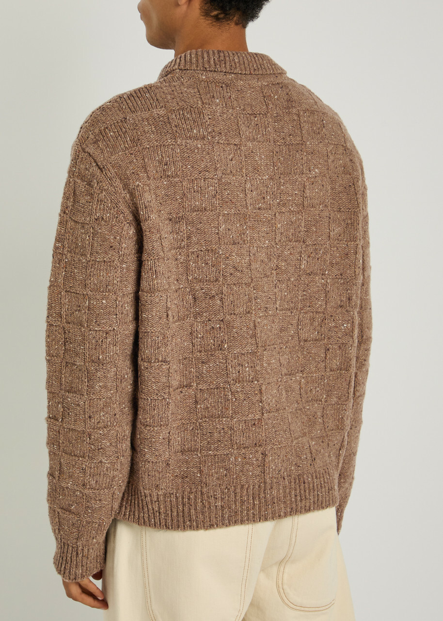 Ymc Rat Pack Wool-blend Cardigan Taupe