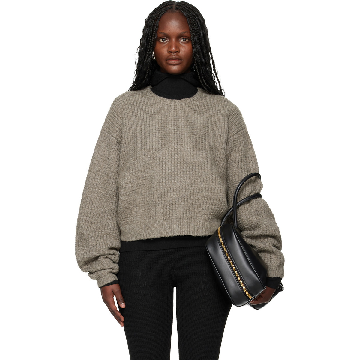 Fear of God ESSENTIALS Brown Holiday Heavy Waffle 90s Crewneck Sweater