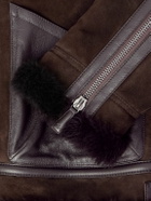 Ralph Lauren Purple label - Lutton Aviator Leather-Trimmed Shearling Jacket - Brown