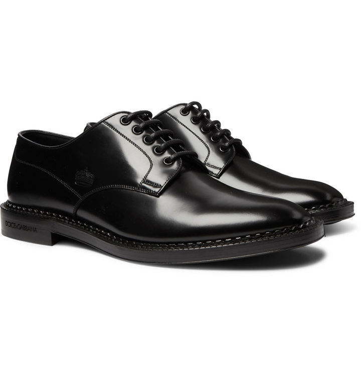 Photo: Dolce & Gabbana - Embossed Leather Derby Shoes - Black