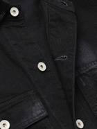 Neighborhood - Corduroy-Trimmed Paint-Splattered Denim Jacket - Black