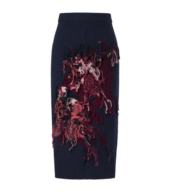 Photo: Erdem Fringed intarsia wool midi skirt
