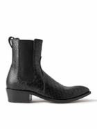 TOM FORD - Python-Effect Leather Chelsea Boots - Black