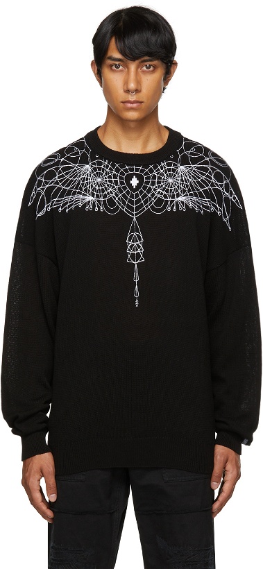 Photo: Marcelo Burlon County of Milan Black Embroidered Wings Sweater