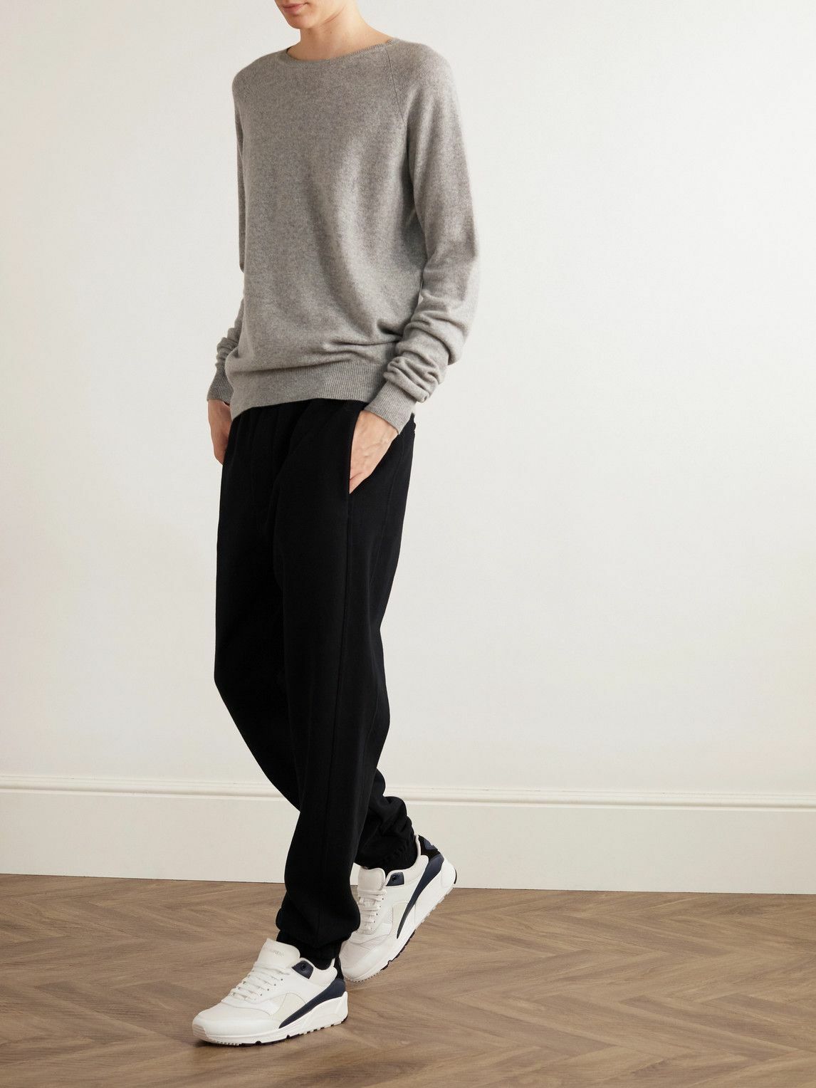SAINT LAURENT - Tapered Logo-Embroidered Cotton-Jersey Sweatpants - Black