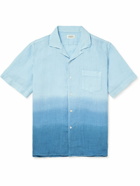 Hartford - Palm MC Camp-Collar Dip-Dyed Linen Shirt - Blue
