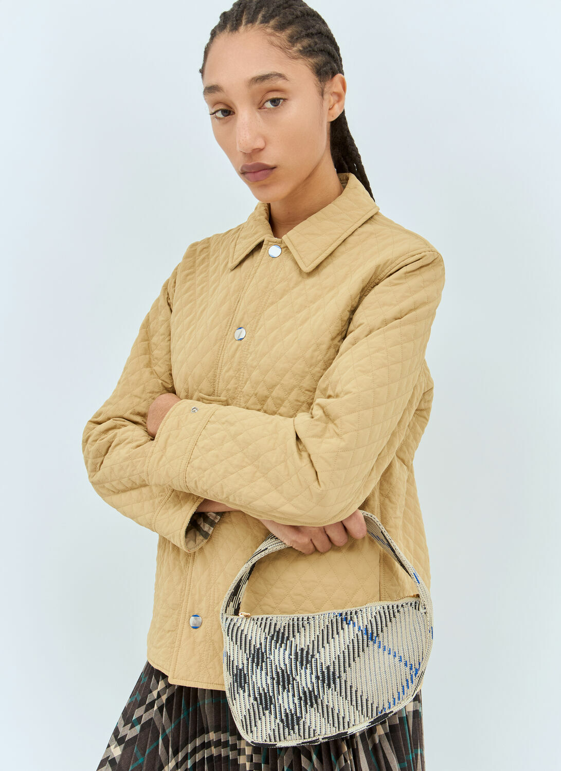 Burberry Check Mini Knitted Shoulder Bag