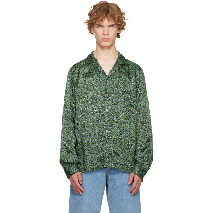 Photo: Dries Van Noten Green Viscose Twill Shirt