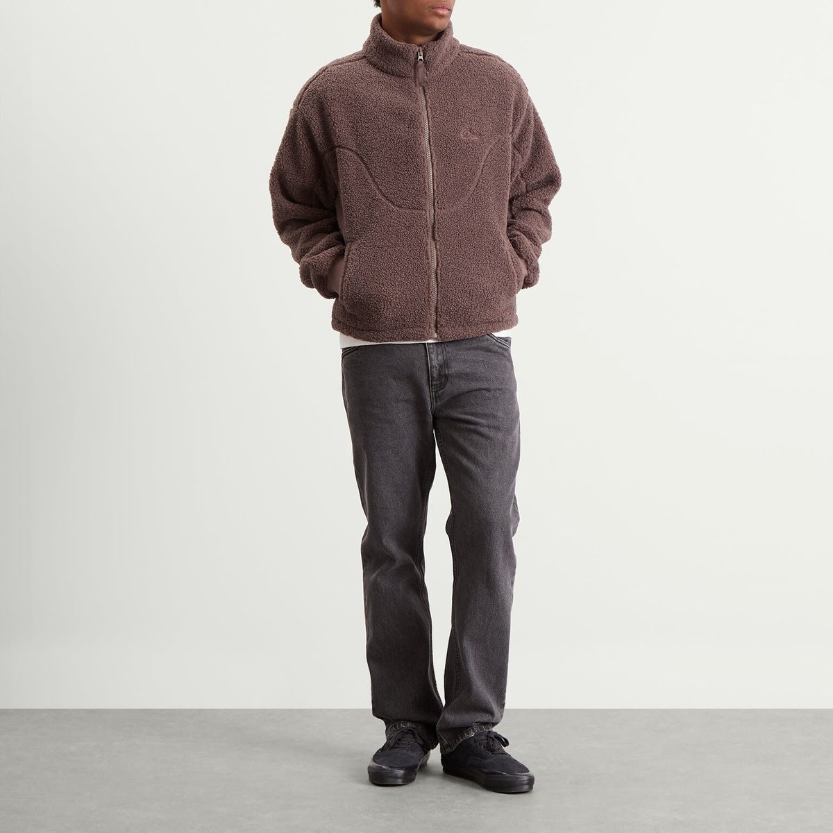 Dime Men's Polar Fleece Sherpa Zip Jacket in Mocha